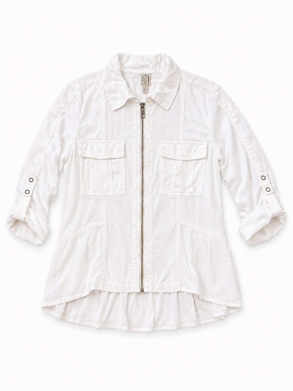 XCVI White Zip-Front Utility Shirt Jacket
